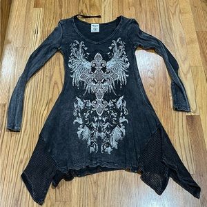 Vintage Vocal embellished charcoal long sleeve shirt. Rare new condition Y2K